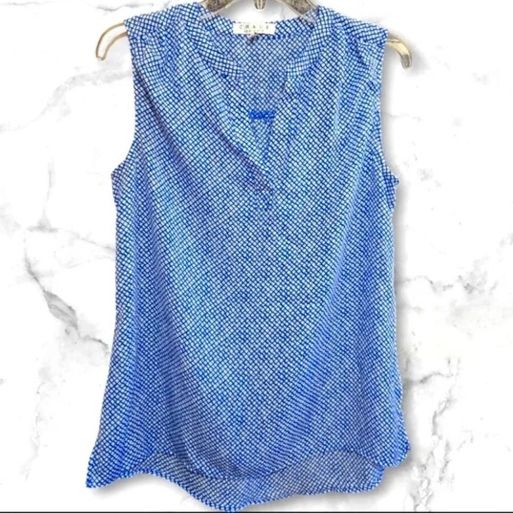 Chaus New York blue and white top